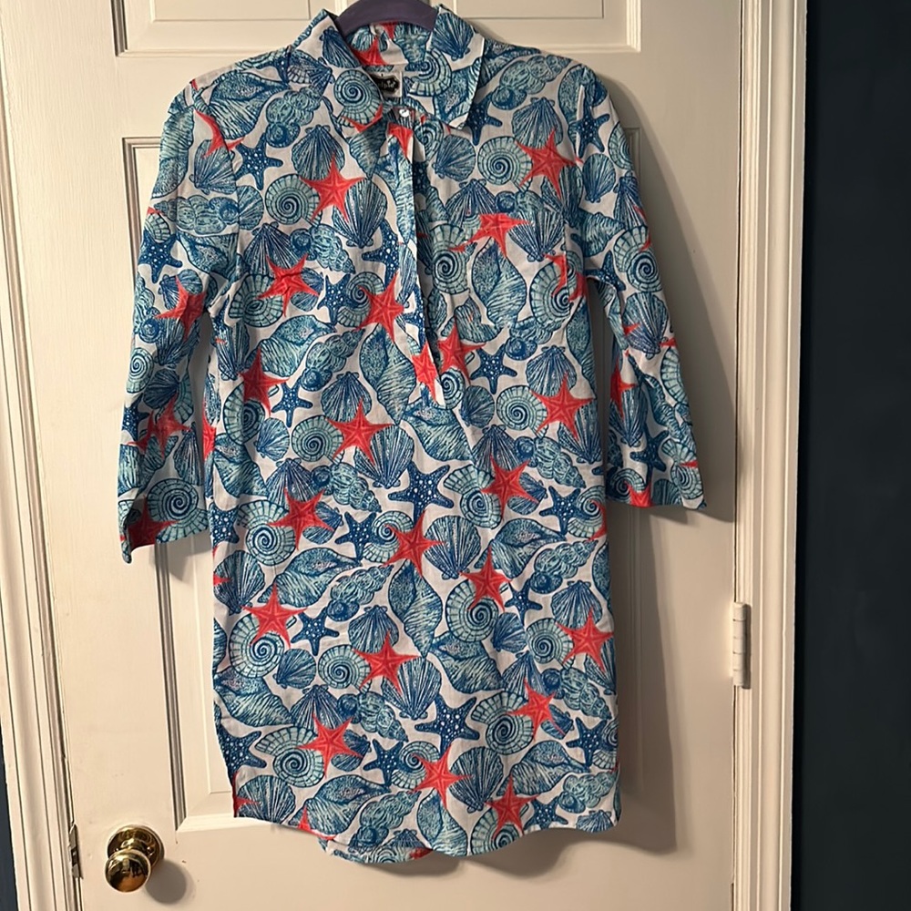 Mud pie Kelli tunic coverup BL shells.  Size S (4-6)